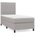 Cama box spring con colchón tela gris claro 100x200
