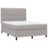 Cama box spring con colchón tela gris claro 140x200