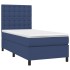 Cama box spring con colchón tela azul 80x200