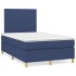 Cama box spring con colchón tela azul 120x200