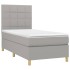 Cama box spring con colchón tela gris claro 100x200