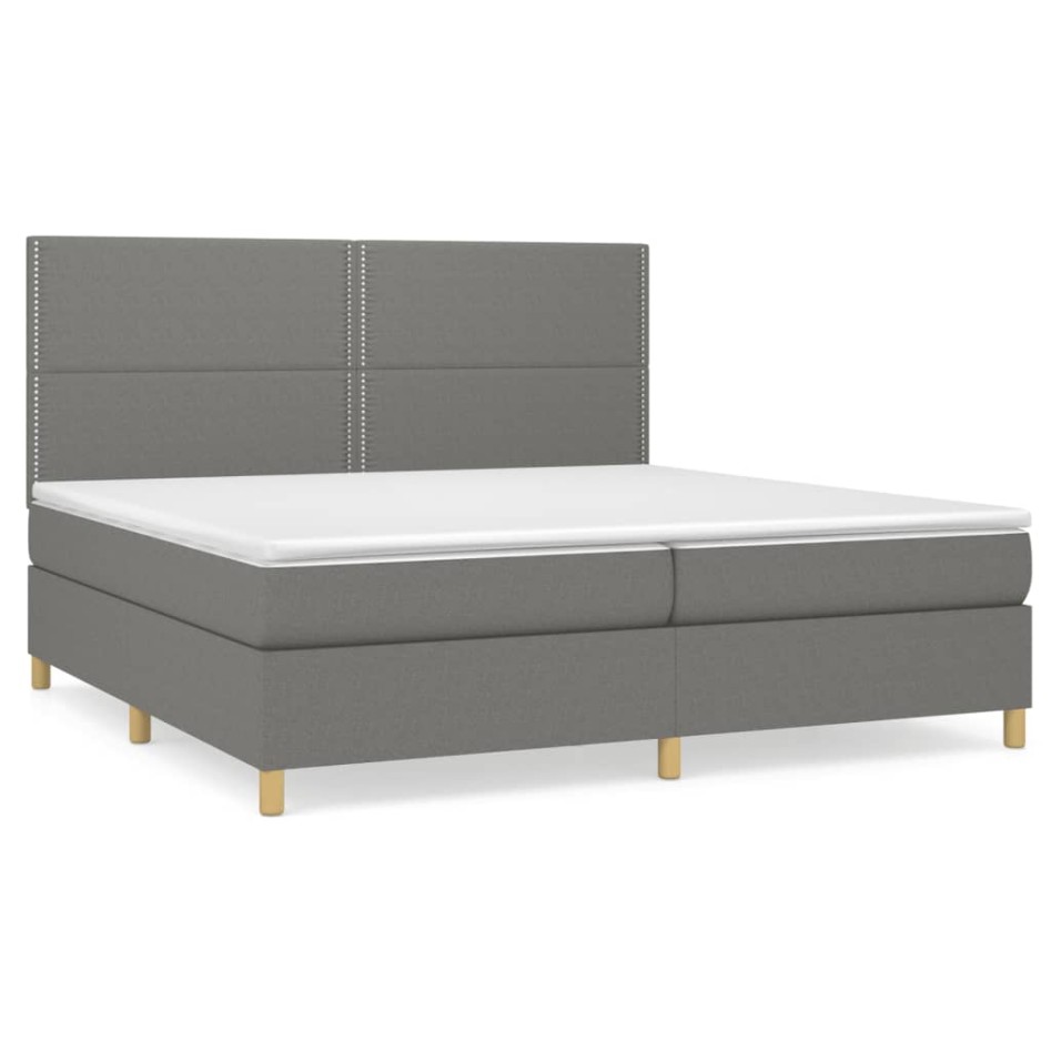 Cama box spring con colchón tela gris oscuro 200x200