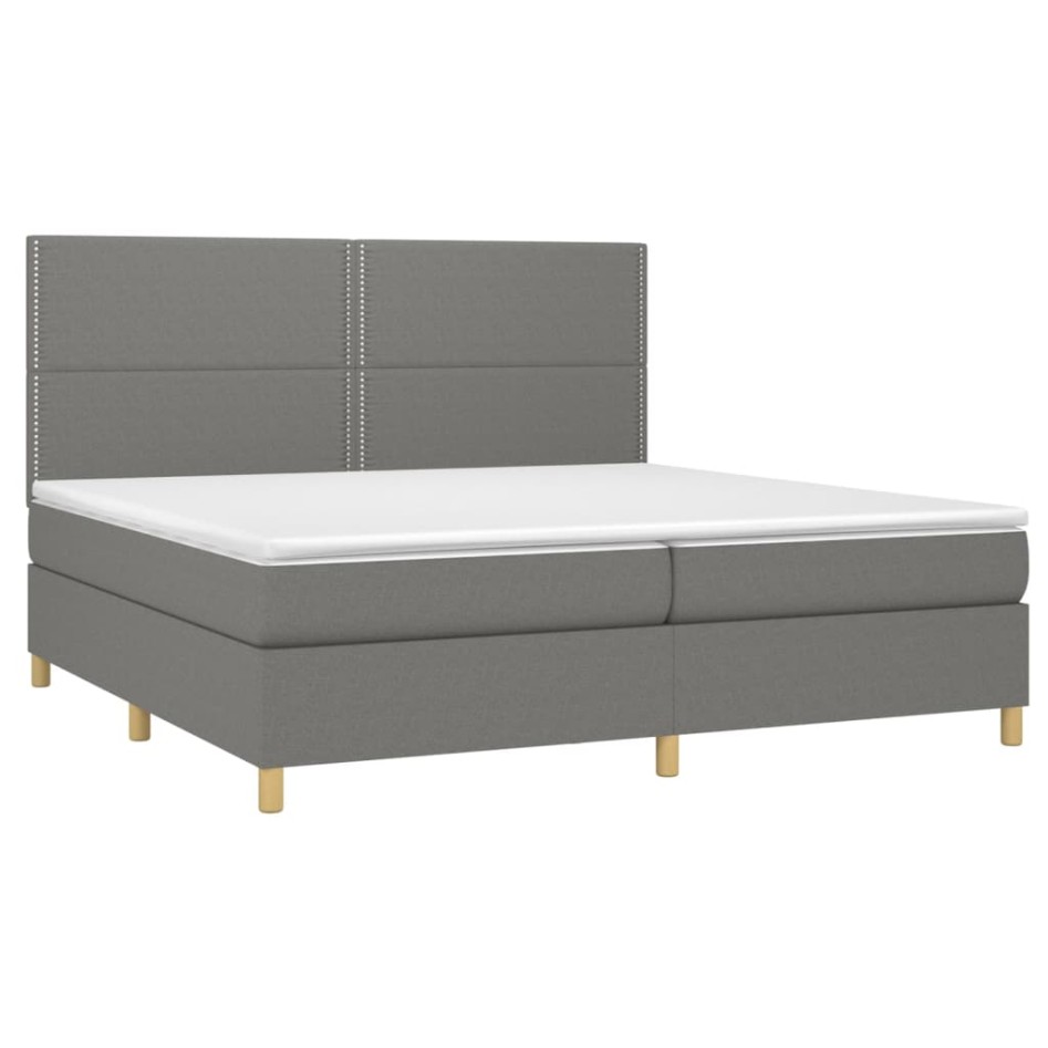 Cama box spring con colchón tela gris oscuro 200x200