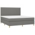 Cama box spring con colchón tela gris oscuro 160x200