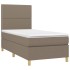 Cama box spring con colchón tela gris taupe 90x190