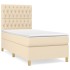 Cama box spring con colchón tela color crema 90x200