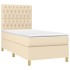 Cama box spring con colchón tela color crema 90x200