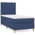 Cama box spring con colchón tela azul 90x190