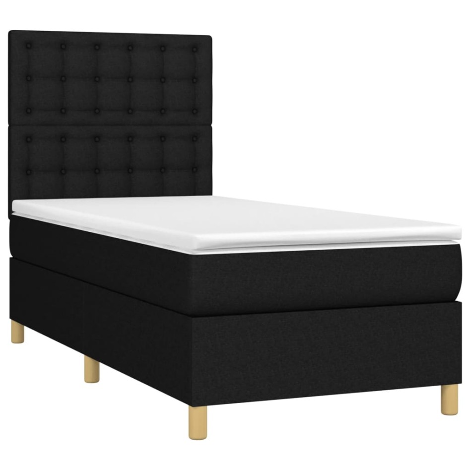 Cama box spring con colchón tela negro 100x200