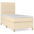 Cama box spring con colchón tela color crema 90x190