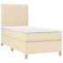 Cama box spring con colchón tela color crema 90x190