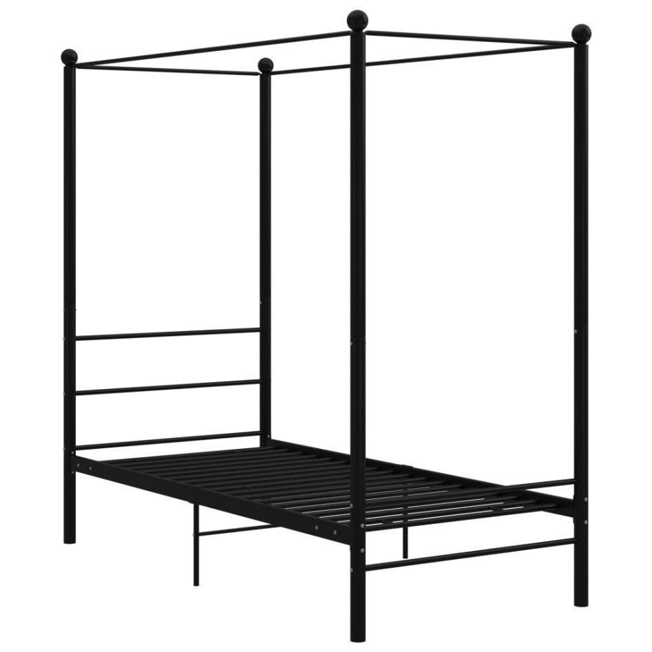 Estructura de cama con dosel metal negro 100x200
