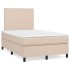 Cama box spring con colchón cuero sintético capuchino
