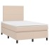 Cama box spring con colchón cuero sintético capuchino