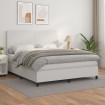 Cama box spring con colchón cuero sintético blanco 160x200 cm