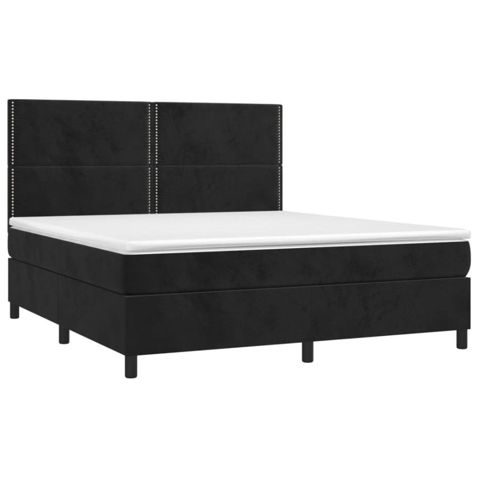 Cama box spring con colchón terciopelo negro 160x200