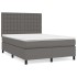 Cama box spring con colchón cuero sintético gris 140x190