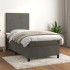Cama box spring con colchón terciopelo gris oscuro 100x200