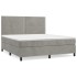 Cama box spring con colchón terciopelo gris claro 160x200