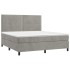 Cama box spring con colchón terciopelo gris claro 160x200