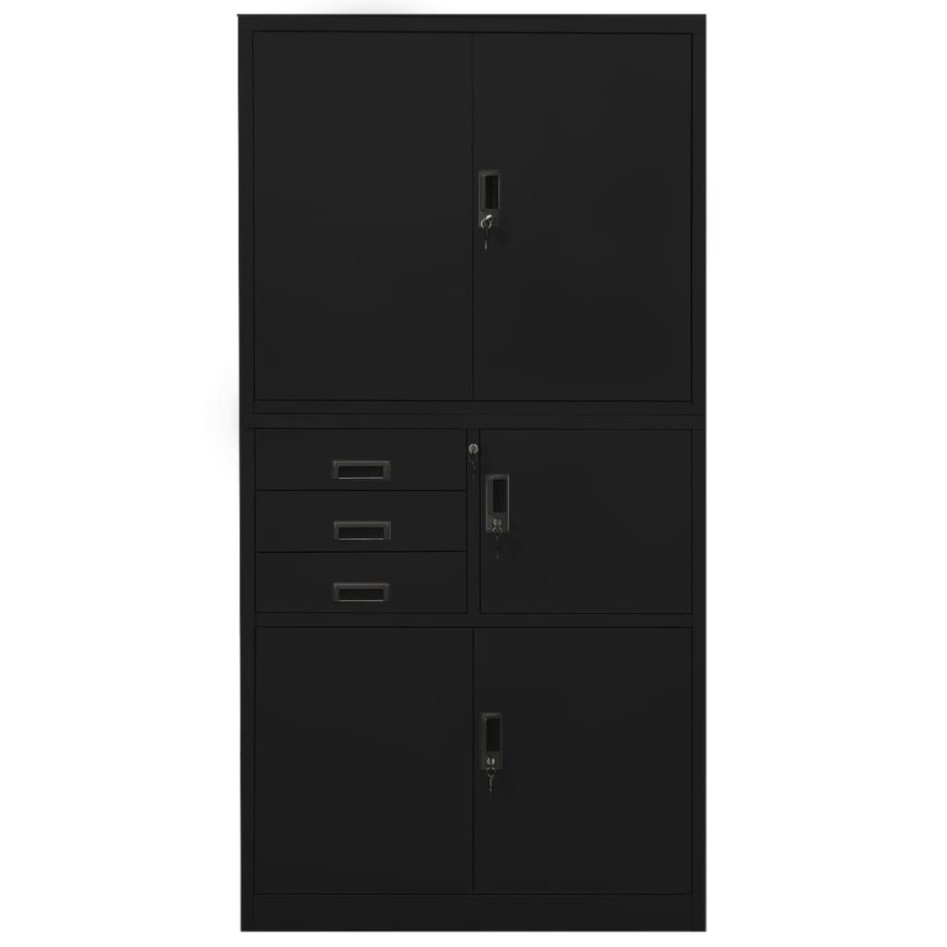 Armario de oficina de acero negro 90x40x180