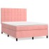 Cama box spring con colchón terciopelo rosa 140x190