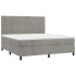 Cama box spring con colchón terciopelo gris claro 160x200