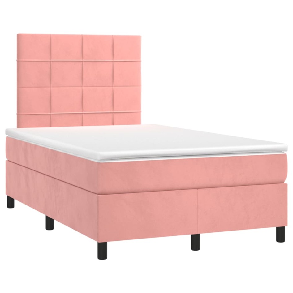 Cama box spring con colchón terciopelo rosa 120x200