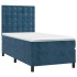 Cama box spring con colchón terciopelo azul oscuro 80x200