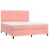 Cama box spring con colchón terciopelo rosa 180x200