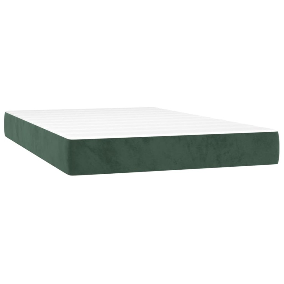 Cama box spring con colchón terciopelo verde oscuro 120x200