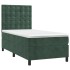 Cama box spring con colchón terciopelo verde oscuro 90x200