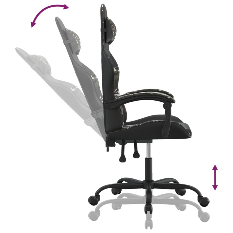 Silla gaming cuero sintético negro y