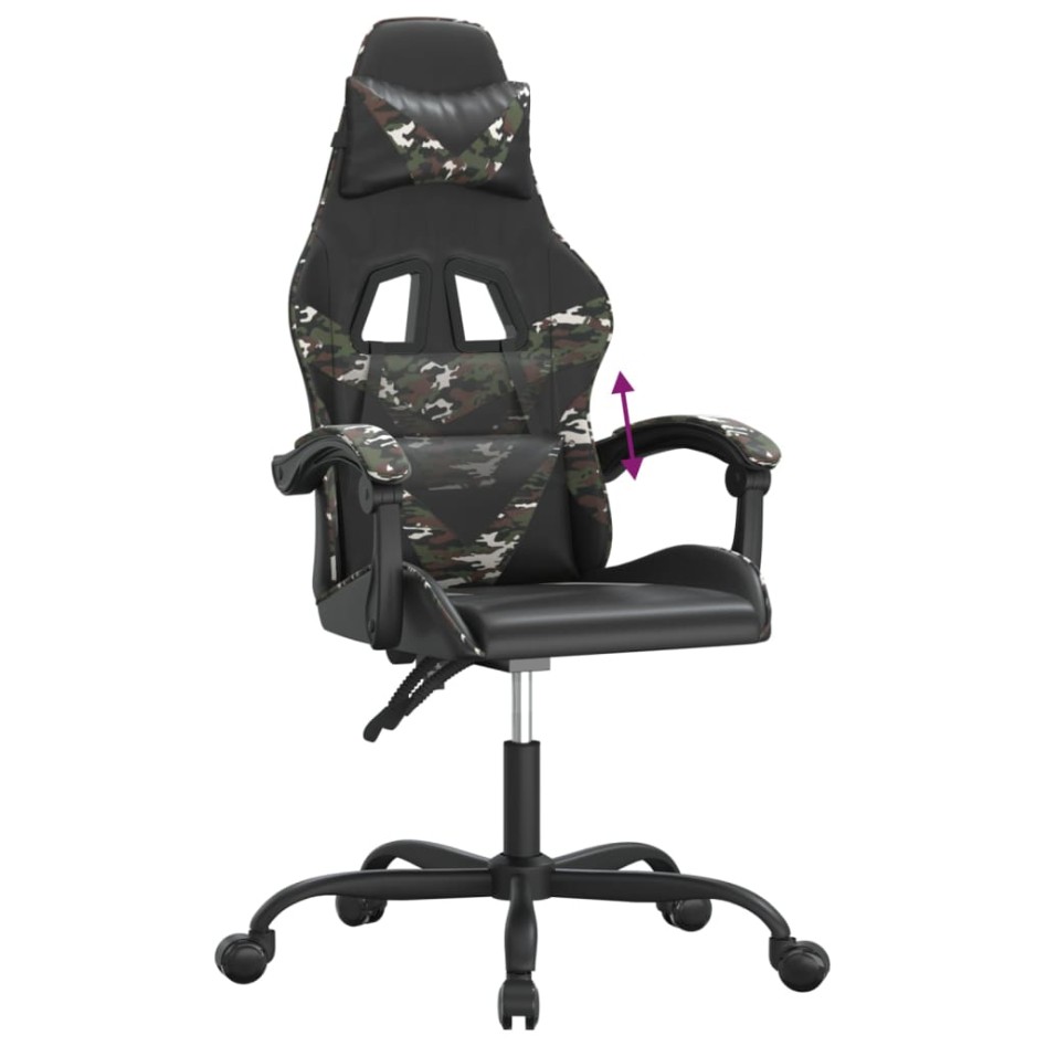 Silla gaming cuero sintético negro y