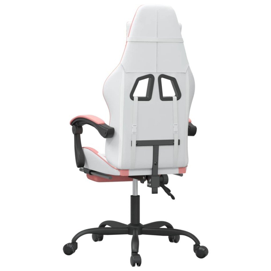 Silla gaming con reposapiés cuero sintético blanco y