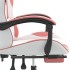 Silla gaming con reposapiés cuero sintético blanco y