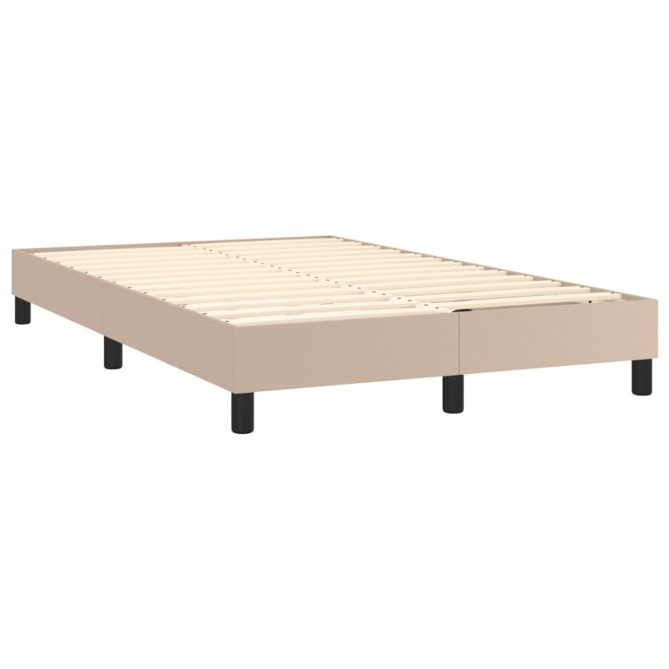 Cama box spring con colchón cuero sintético capuchino