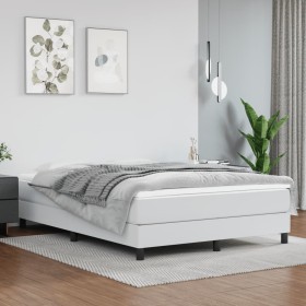 Cama box spring con colchón cuero sintético blanco 140x190