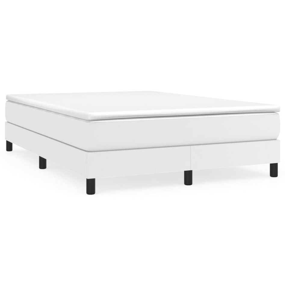 Cama box spring con colchón cuero sintético blanco 140x190