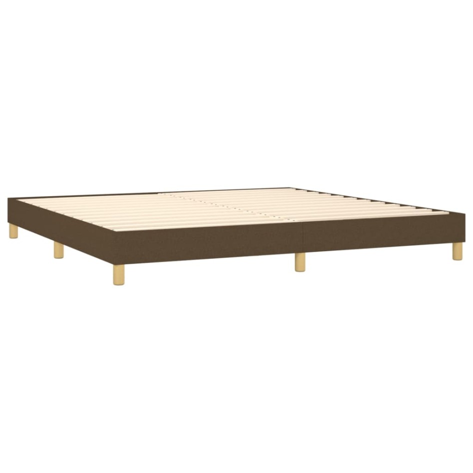Cama box spring con colchón tela marrón oscuro 200x200