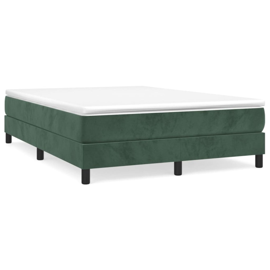 Cama box spring con colchón terciopelo verde oscuro 140x190