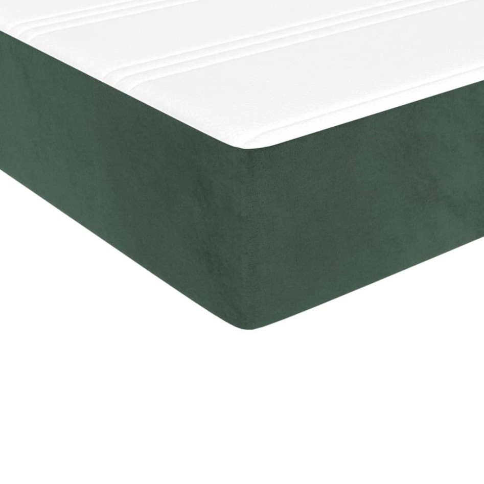 Cama box spring con colchón terciopelo verde oscuro 140x190