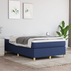 Cama box spring con colchón tela azul 120x200