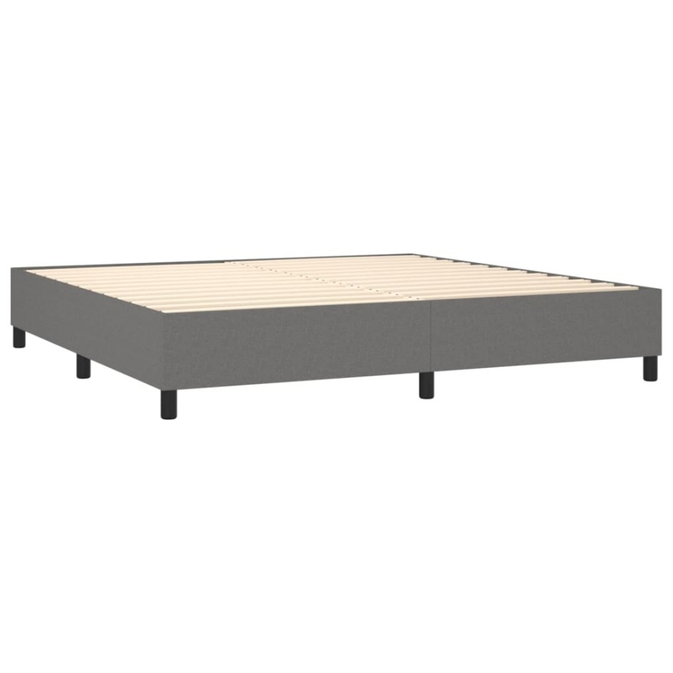 Cama box spring con colchón tela gris oscuro 200x200