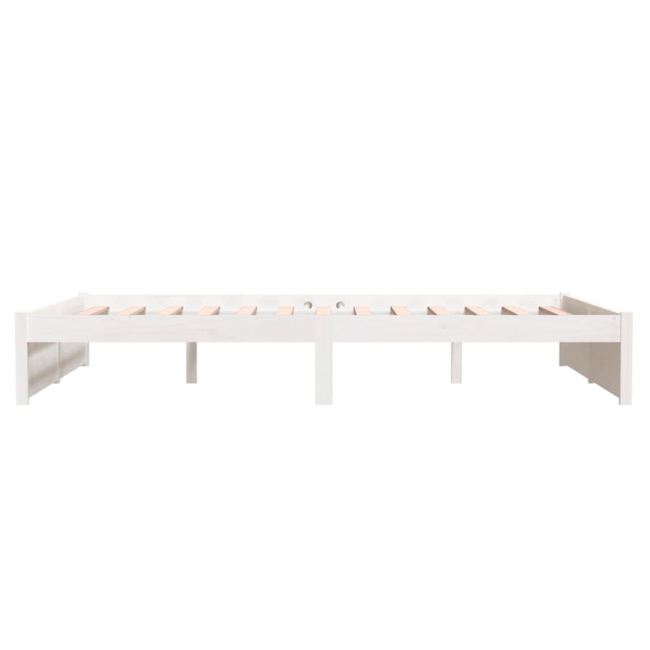 Estructura de cama de madera maciza blanca 135x190