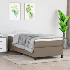 Cama box spring con colchón tela gris taupe 80x200