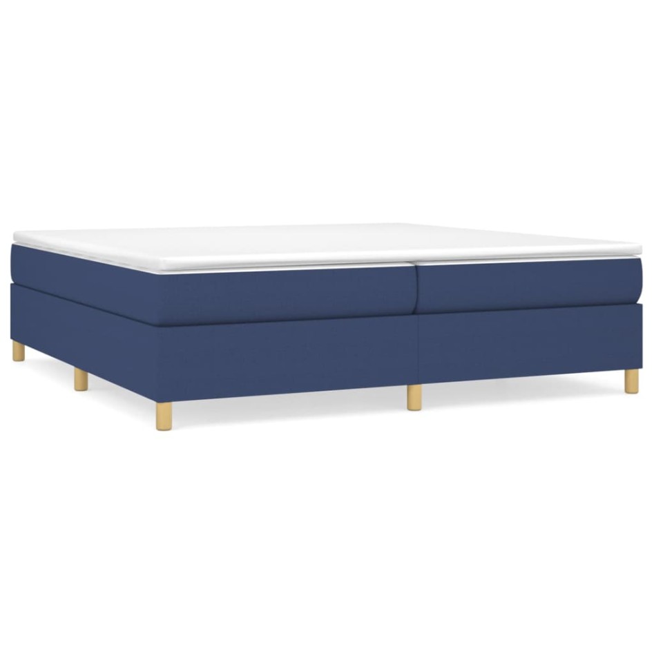 Cama box spring con colchón tela azul 200x200