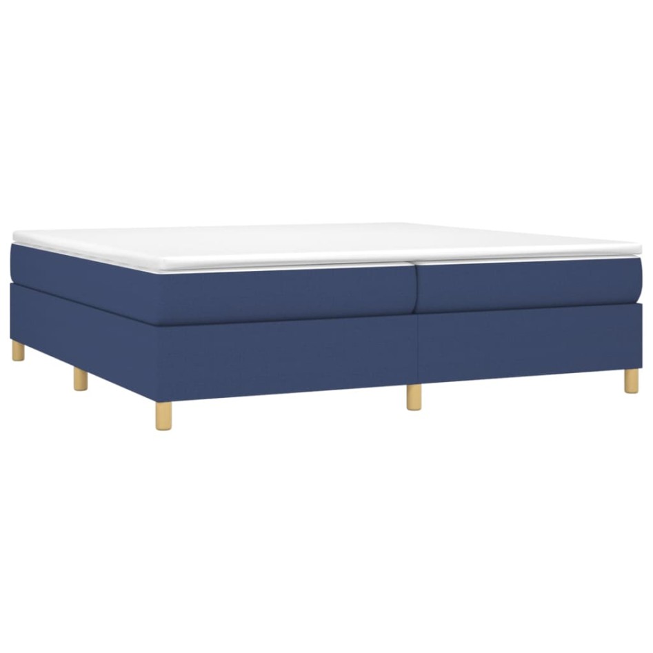 Cama box spring con colchón tela azul 200x200