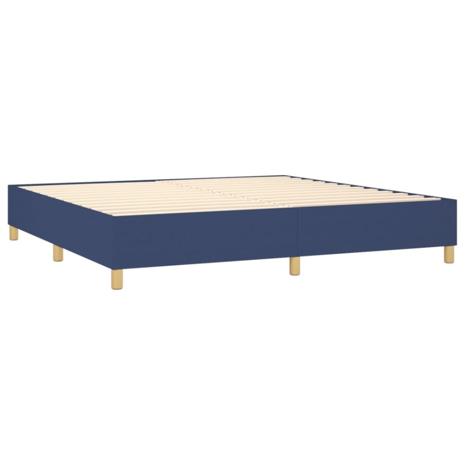 Cama box spring con colchón tela azul 200x200