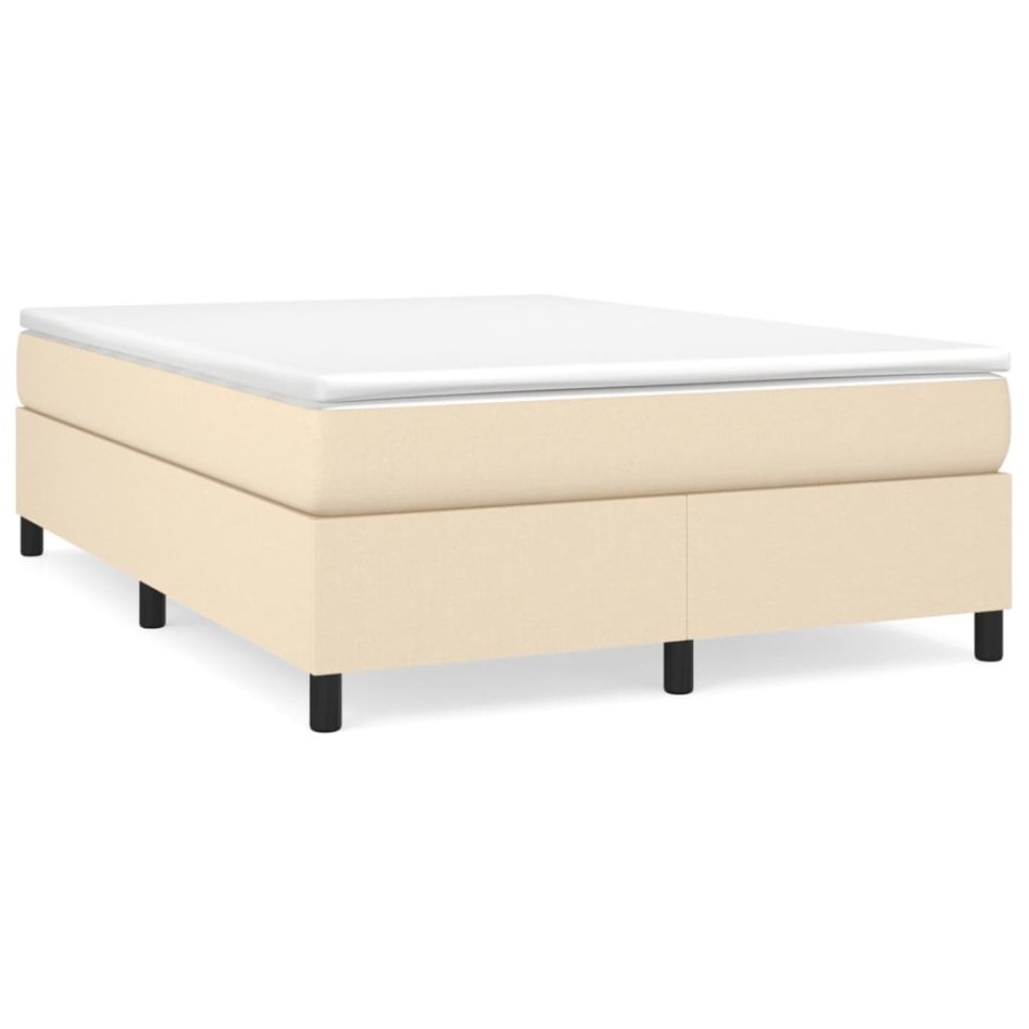 Cama box spring con colchón tela color crema 140x190